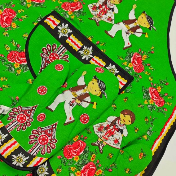 Kuchynská zástera Folk - zelená