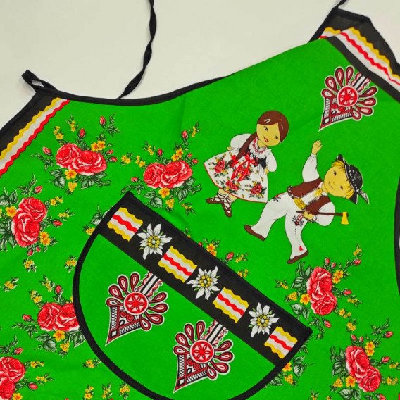 Kuchynská zástera Folk - zelená