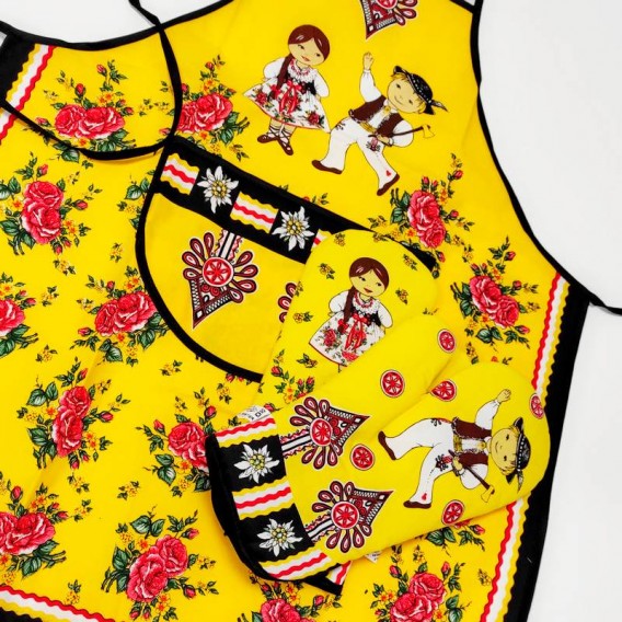 Kuchynská zástera Folk - modrá