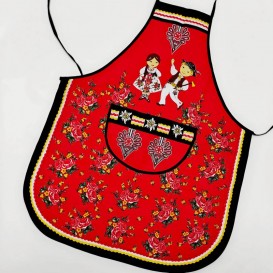 Kuchynská zástera Folk - červená