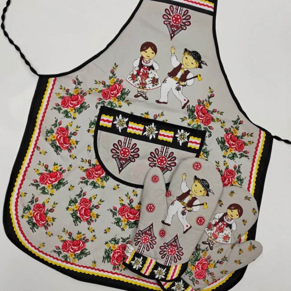 Kuchynská zástera Folk - sivá