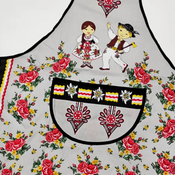 Kuchynská zástera Folk - sivá