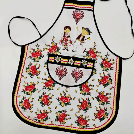 Kuchynská zástera Folk - biela