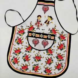 Kuchynská zástera Folk - biela