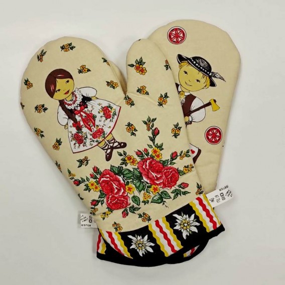 Kuchynské rukavice Folk - smatanová