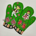 Kuchynské rukavice Folk - zelená