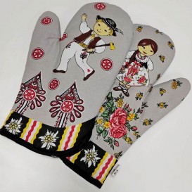 Kuchyňské rukavice Folk - šedá