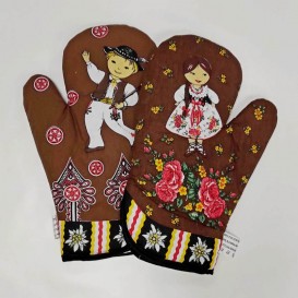 Kuchynské rukavice Folk - hnedá