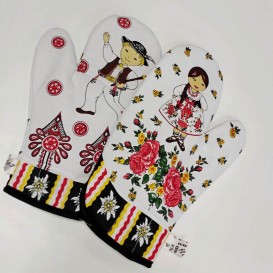 Kuchynské rukavice Folk - biela