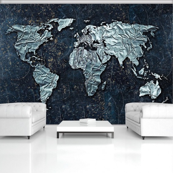 Fototapeta - FT6153 - Mapa světa z plechu