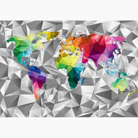 Fototapeta - FT6549 - Farebná mapa sveta na 3D pozadí