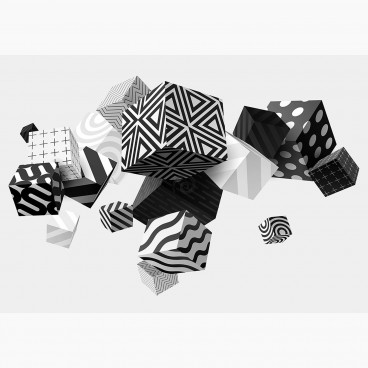 Fototapeta - FT6834 - Čierno-biele vzorované 3D kocky