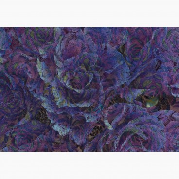 Fototapeta - FT7340 - Modro-fialové abstraktné kvety s ornamentom