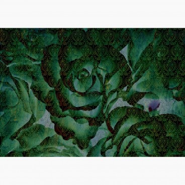 Fototapeta - FT7346 - Zelené abstraktné ruže s ornamentom