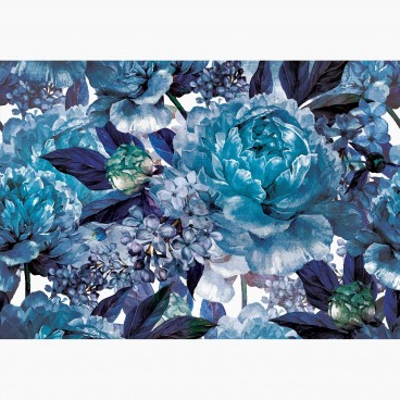 Fototapeta - FT7374 - Tyrkysovo-modré maľované kvety