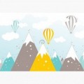 Fototapeta - FT7521 - Kreslené hory a balóny