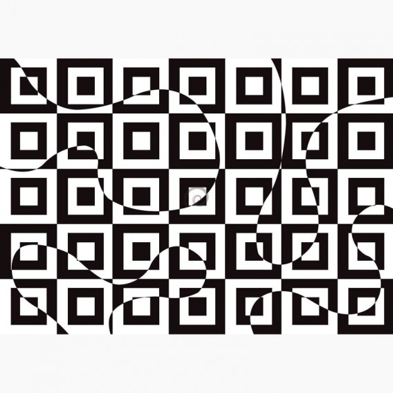 Fototapeta - FT7707 - Čierno-biela štvorcová 3D ilúzia